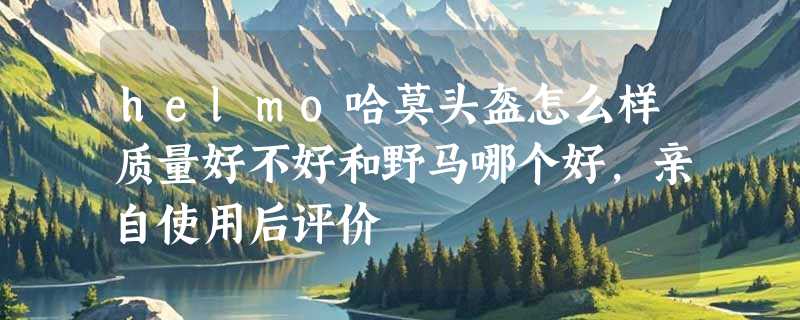helmo哈莫头盔怎么样质量好不好和野马哪个好，亲自使用后评价