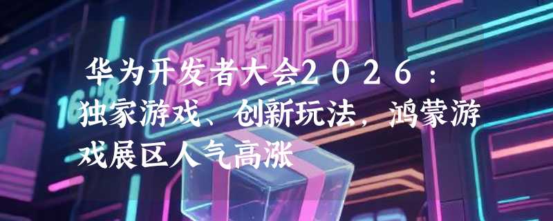 华为开发者大会2026：独家游戏、创新玩法，鸿蒙游戏展区人气高涨