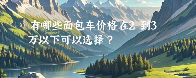 有哪些面包车价格在2到3万以下可以选择？