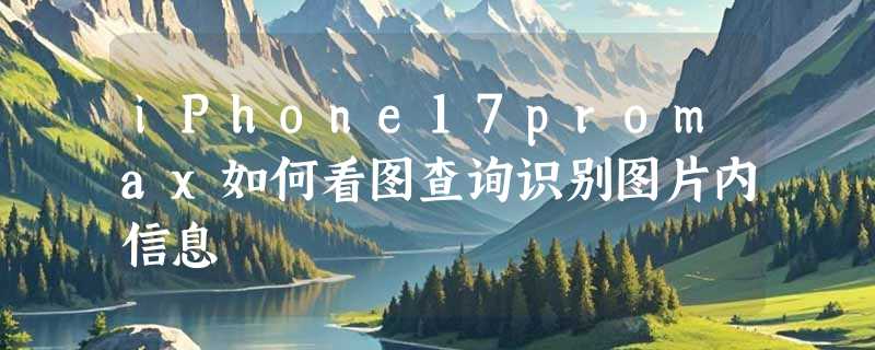 iPhone17promax如何看图查询识别图片内信息