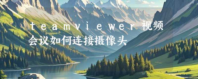 teamviewer视频会议如何连接摄像头