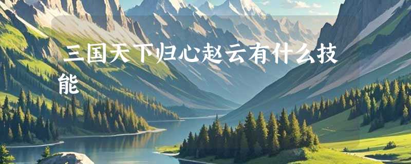 三国天下归心赵云有什么技能