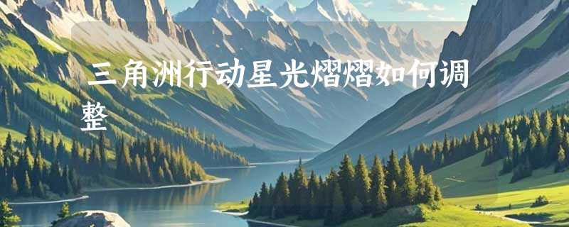 三角洲行动星光熠熠如何调整