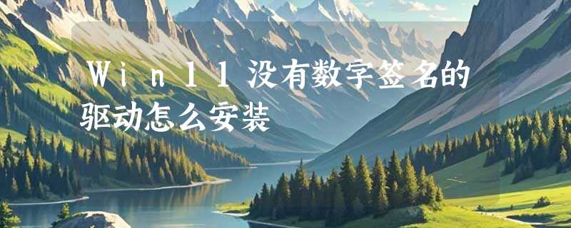 Win11没有数字签名的驱动怎么安装
