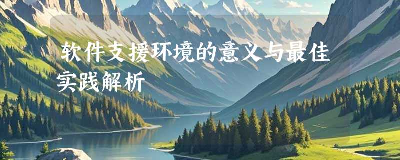 软件支援环境的意义与最佳实践解析